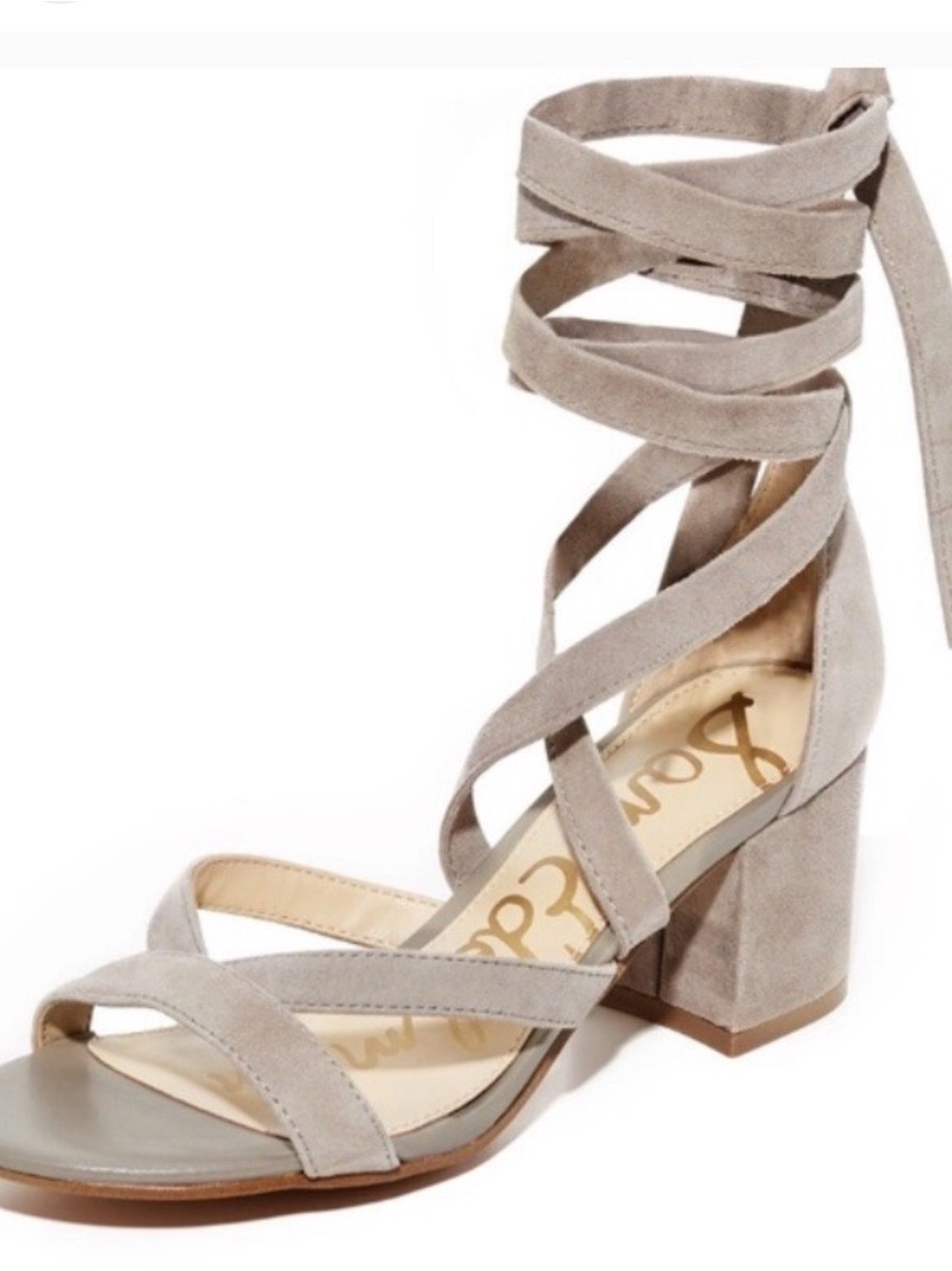 Sam Edelman Taupe Suede Lace-Up Sandals